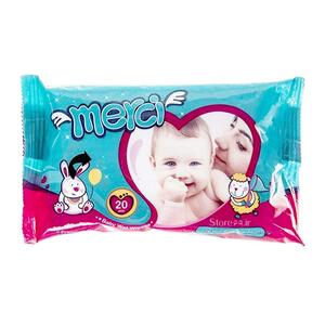دستمال مرطوب کودک 20 عددی مرسی