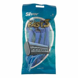 تیغ 3 لبه صابوندار 4 عددی مردانه مدل فست سیلور
