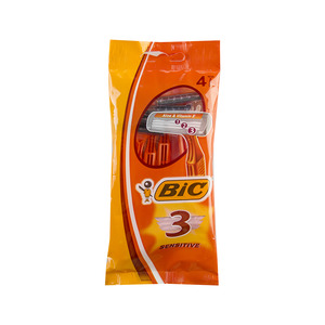 تیغ 3 لبه صابوندار 4 عددی مردانه پاکتی حساس بیک