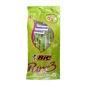 تیغ 3 لبه پیورصابون دارپاکتی  4 عددی زنانه بیک