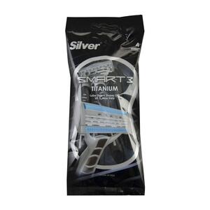 تیغ 3 لبه صابوندار 4 عددی مردانه پاکتی مدل اسمارت سیلور