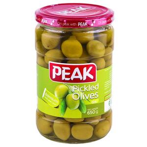 زیتون سبز ویژه شیشه 650 گرمی پیک