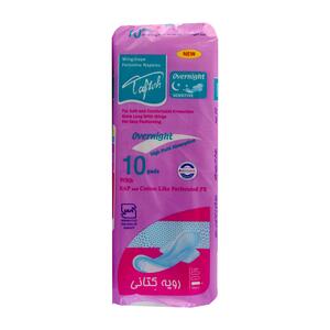 نوار بهداشتی بالدار کتانی ویژه شب 10 عددی تافته