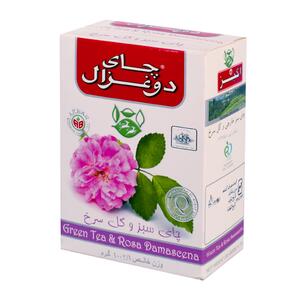 چای سبز جعبه مقوایی با گل سرخ 100گرمی دوغزال