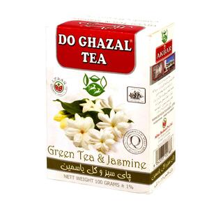 چای سبز جعبه مقوایی با یاسمین100 گرمی دو غزال
