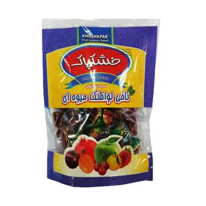 لواشک پذیرایی چندمیوه دو سرپیچ  250 گرمی خشکپاک