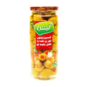 زیتون پر شده با فلفل دلمه ای 480 گرمی آرشیا
