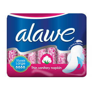 نوار بهداشتی بالدارفلاف کتان نازک بزرگ 10 عددی آلاوه