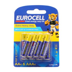 باتری 4 نیم قلم + 4قلمی کربن زینک یوروسل