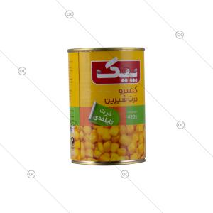 کنسرو ذرت شیرین کلیددار 420 گرمی پیک - سه‌رخ