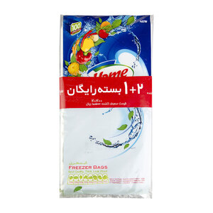 کیسه فریزر 1+2 بسته ای 300 عددی 35*25 هوم پلاس