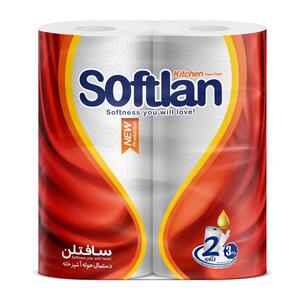 دستمال حوله آشپزخانه 2 رول 3 لایه سافتلن - روبرو