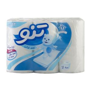دستمال توالت 12 رول 3 لایه تنو - روبرو
