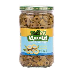 زیتون شور ورقه شده 620 گرمی فامیلا - روبرو