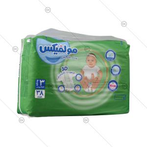 پوشک بچه سه بعدی  سایز 3 متوسط 38 عددی مولفیکس - سه‌رخ