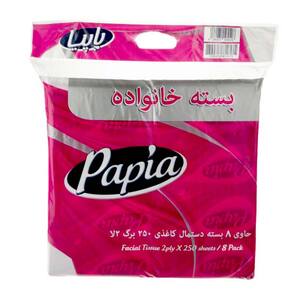دستمال کاغذی سافت پک 250 برگ 2 لایه 8 عددی پاپیا