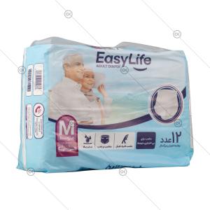 پوشک بزرگسال شورتی متوسط 12 عددی ایزی لایف - سه‌رخ