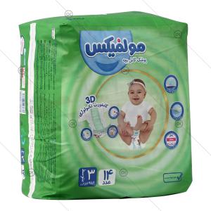 پوشک بچه سه بعدی سایز 3 متوسط 14 عددی مولفیکس - سه‌رخ