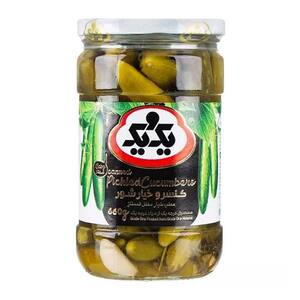 خیارشور درجه یک شیشه 650 گرمی یک و یک