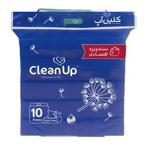 دستمال کاغذی سافت پک 100 برگ 2 لایه 10 عددی کلین آپ