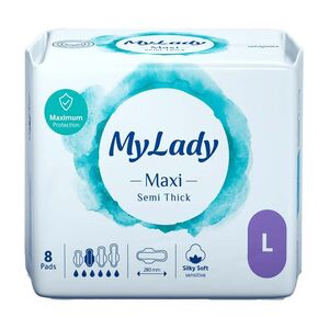 نوار بهداشتی نیمه ضخیم حساس بزرگ 8 عددی مای لیدی