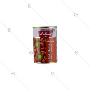 کنسرو لوبیا چیتی با هالوپینو 420 گرمی بدر - پشت
