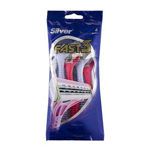 تیغ 3 لبه صابوندار 4 عددی زنانه مدل  فست سیلور